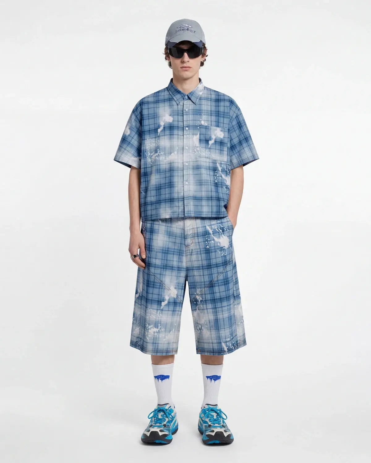 Boxy Tencel Washed Plaid Print Shirt | Inflation Streetwear