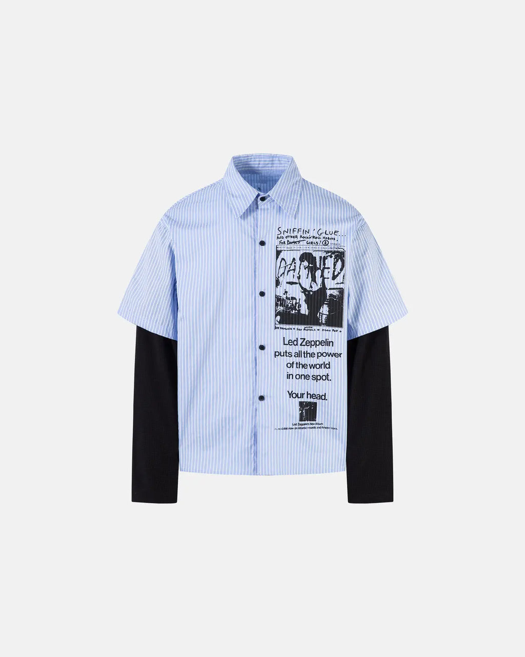 Striped Graphic Layered Long-Sleeve Shirt | Inflation Streetwear