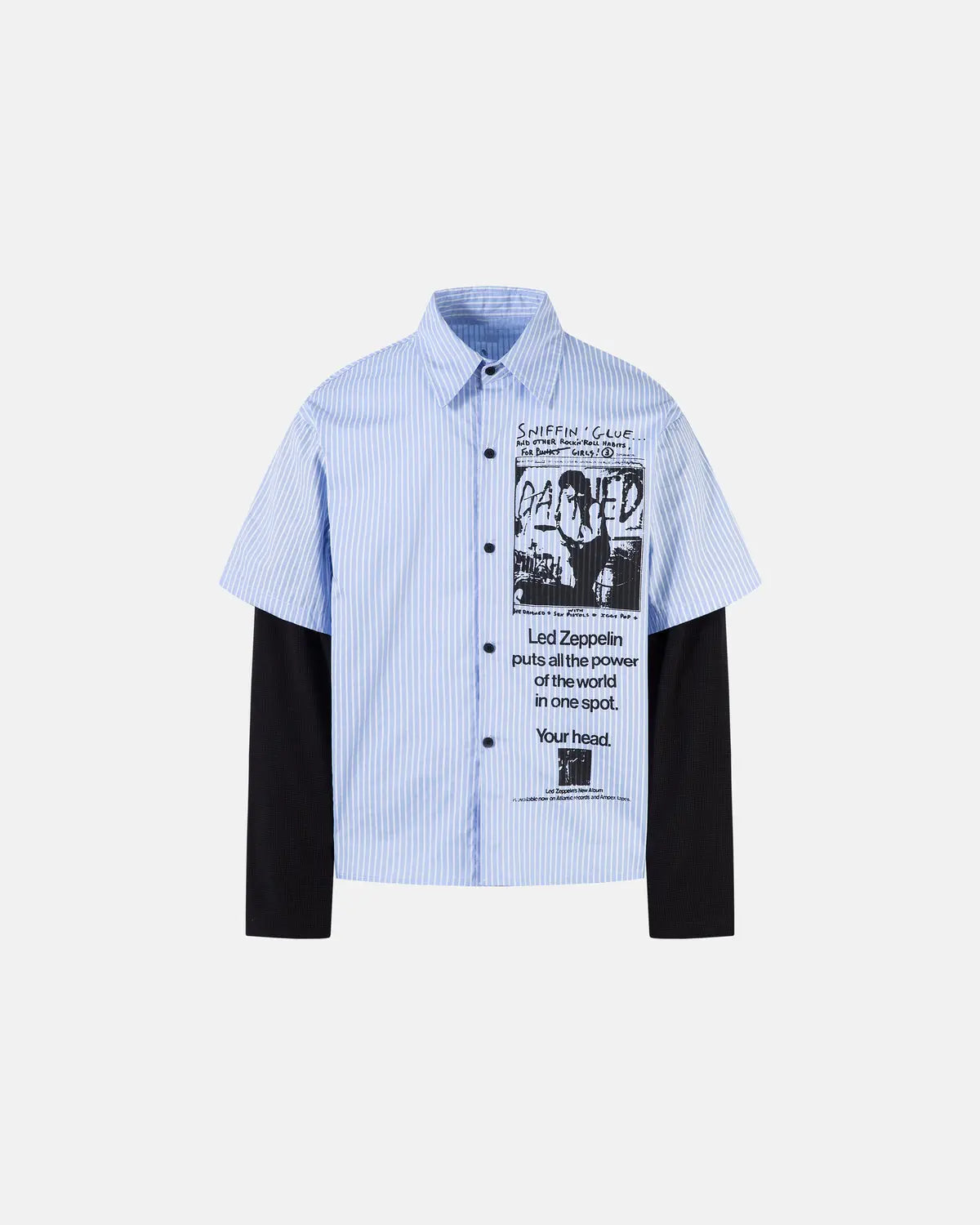 Striped Graphic Layered Long-Sleeve Shirt | Inflation Streetwear