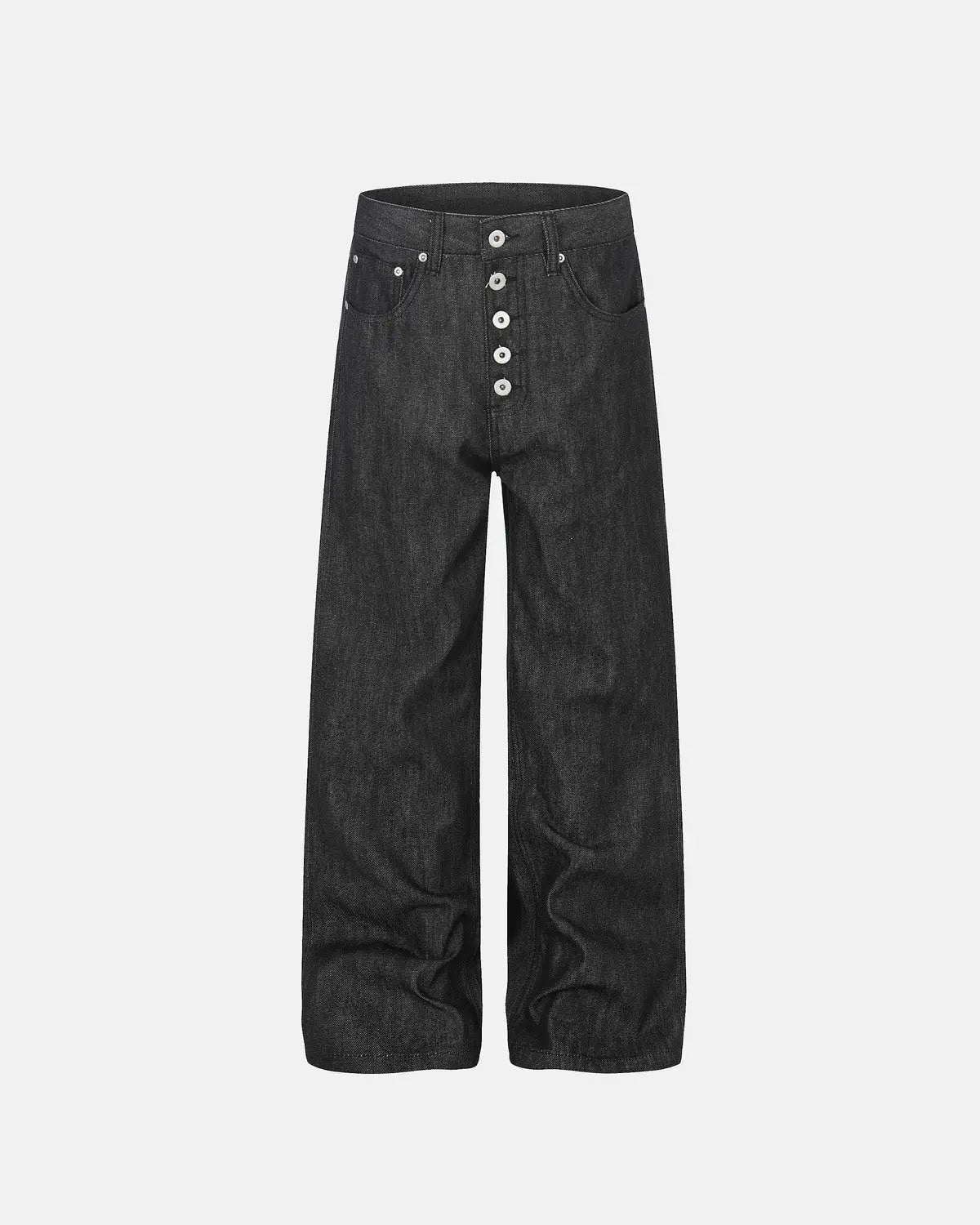 Button Detail Raw Baggy Jeans | Inflation Streetwear