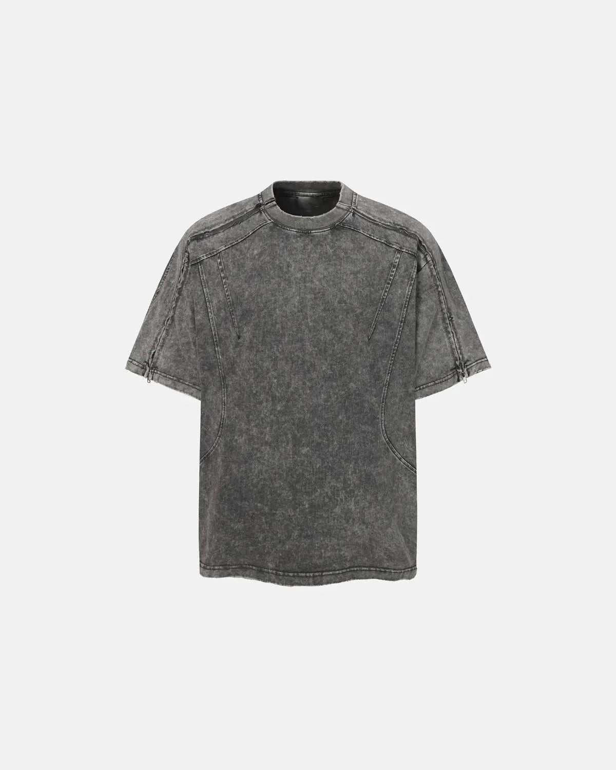 Distressed Washed Zip Sleeve T-Shirt | Inflation Streetwear