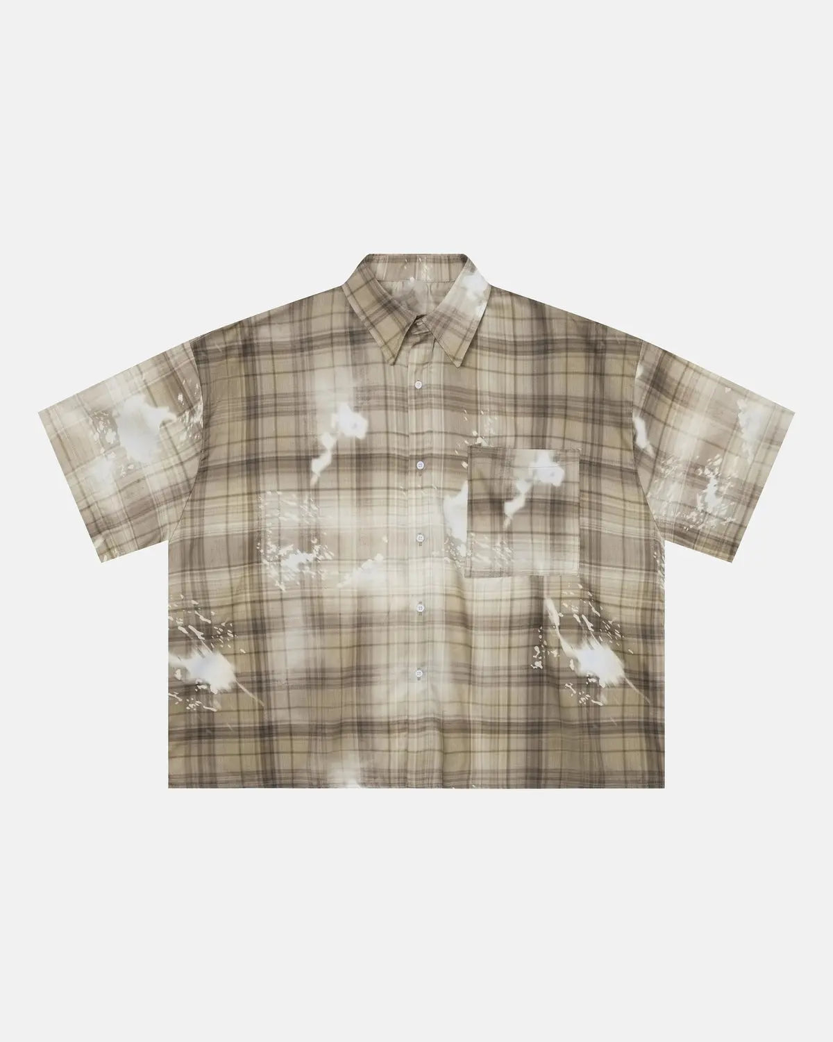 Boxy Tencel Washed Plaid Print Shirt | Inflation Streetwear