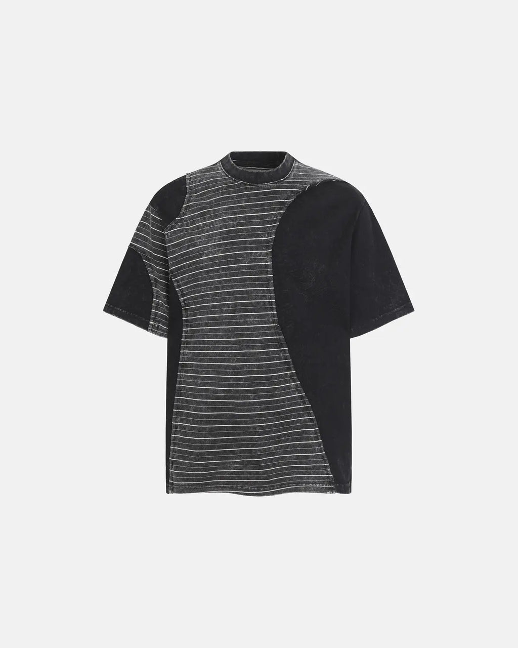 Striped Patchwork Washed T-Shirt | Inflation Streetwear