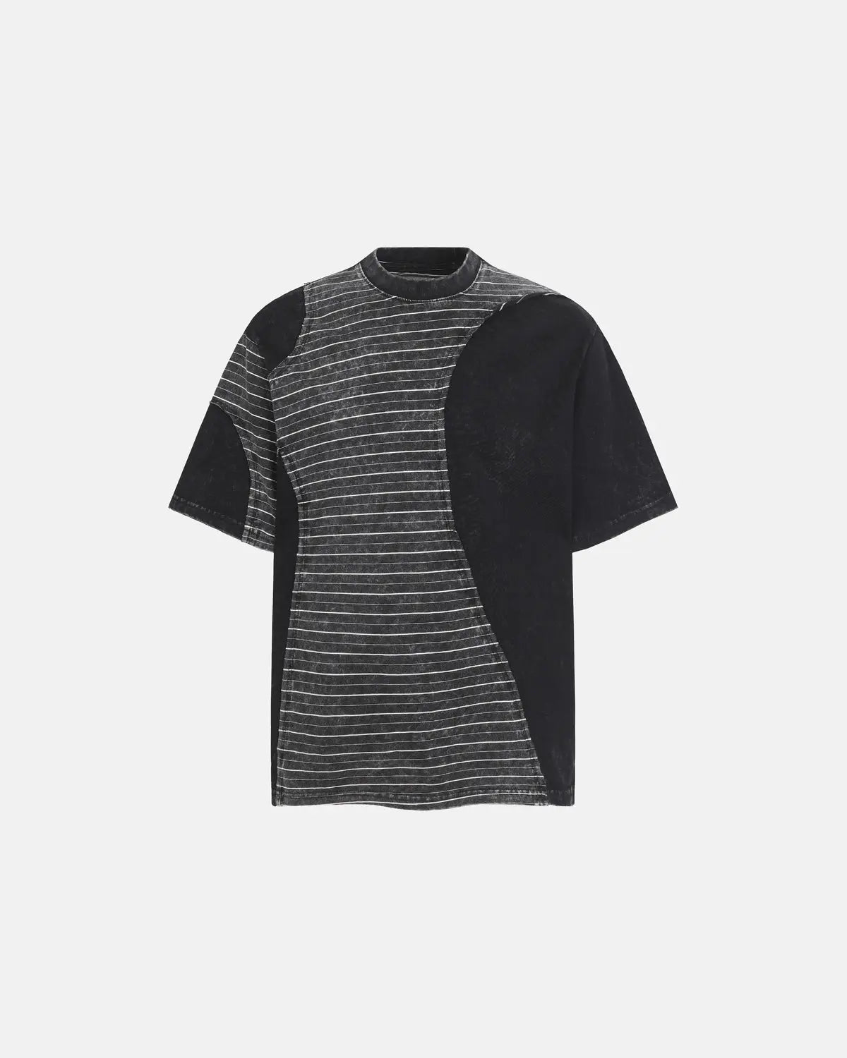 Striped Patchwork Washed T-Shirt | Inflation Streetwear