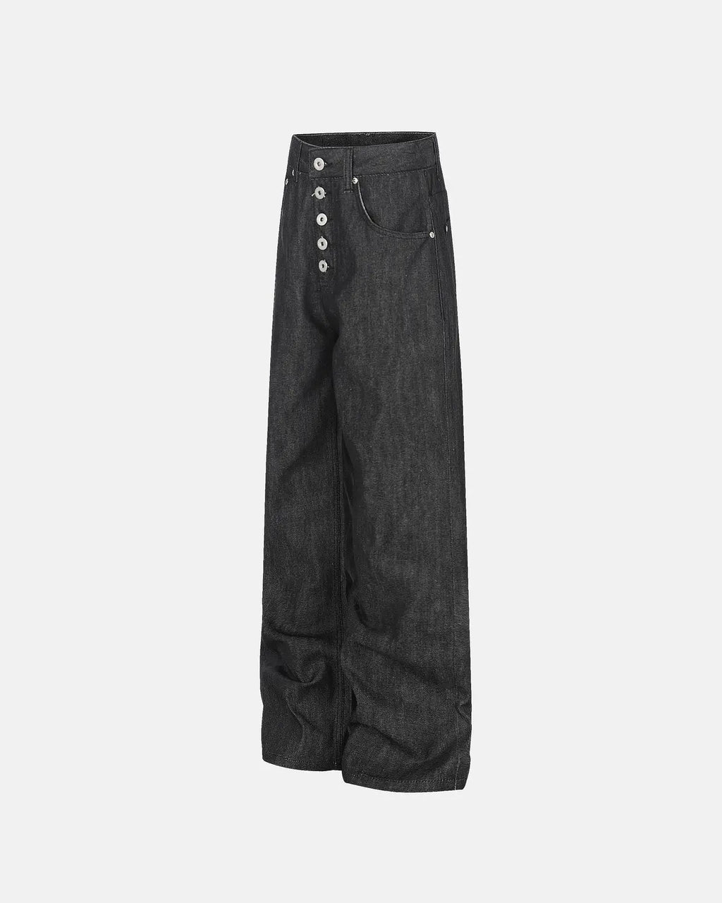 Button Detail Raw Baggy Jeans | Inflation Streetwear