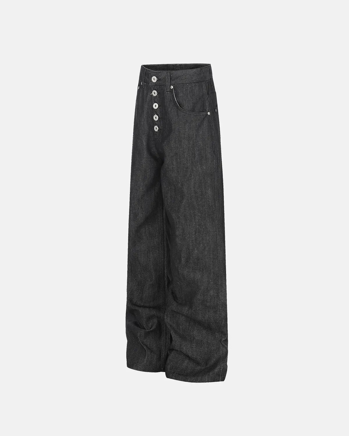 Button Detail Raw Baggy Jeans | Inflation Streetwear