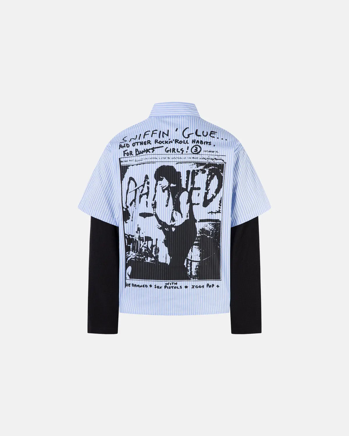 Striped Graphic Layered Long-Sleeve Shirt | Inflation Streetwear