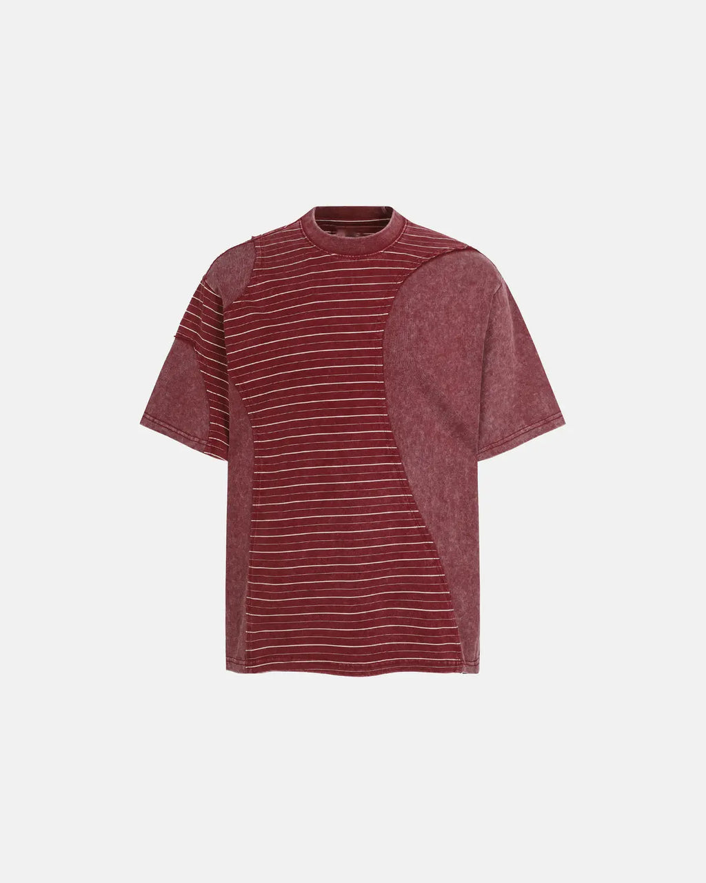 Striped Patchwork Washed T-Shirt | Inflation Streetwear