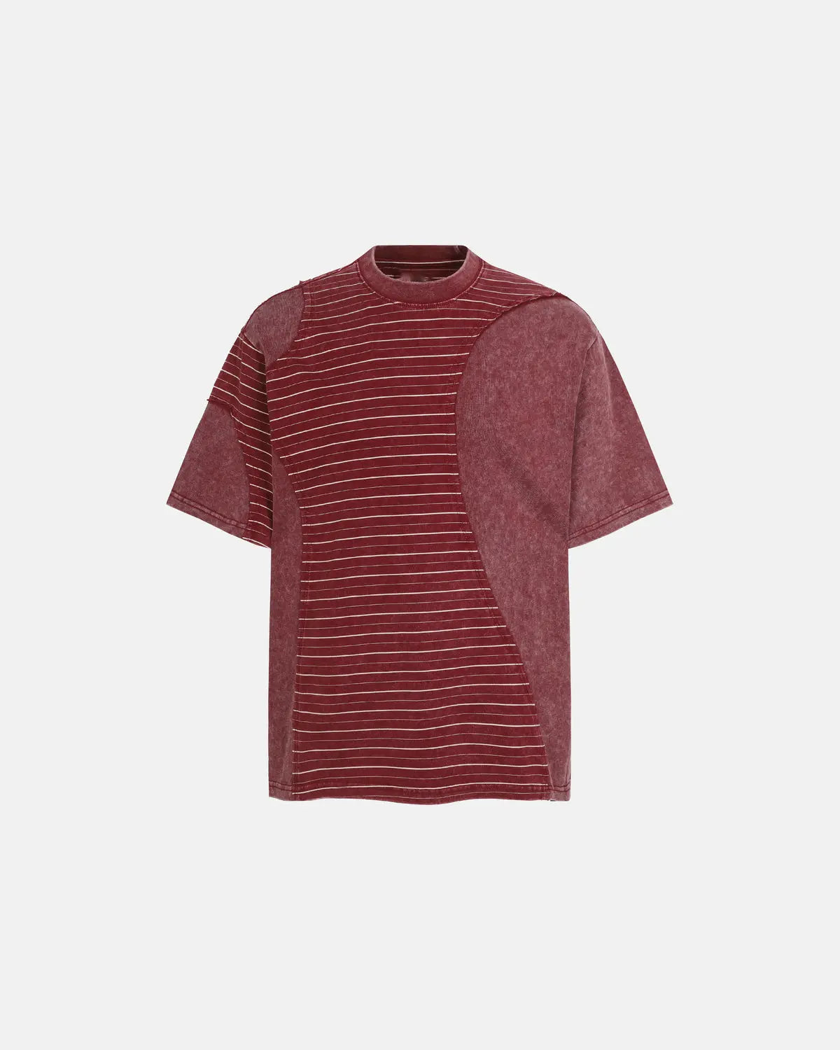 Striped Patchwork Washed T-Shirt | Inflation Streetwear