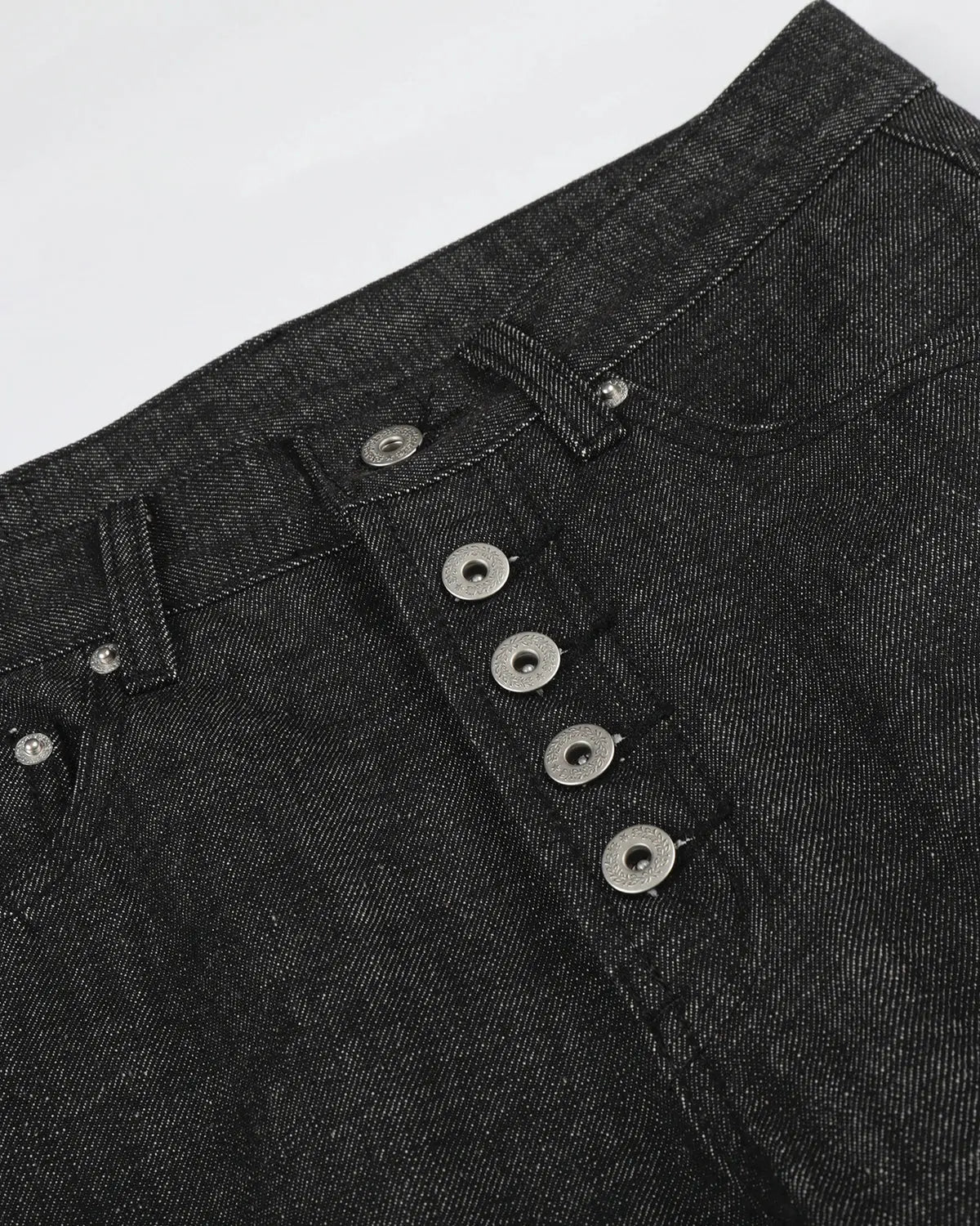 Button Detail Deconstructed Raw Baggy Jeans | Inflation Streetwear