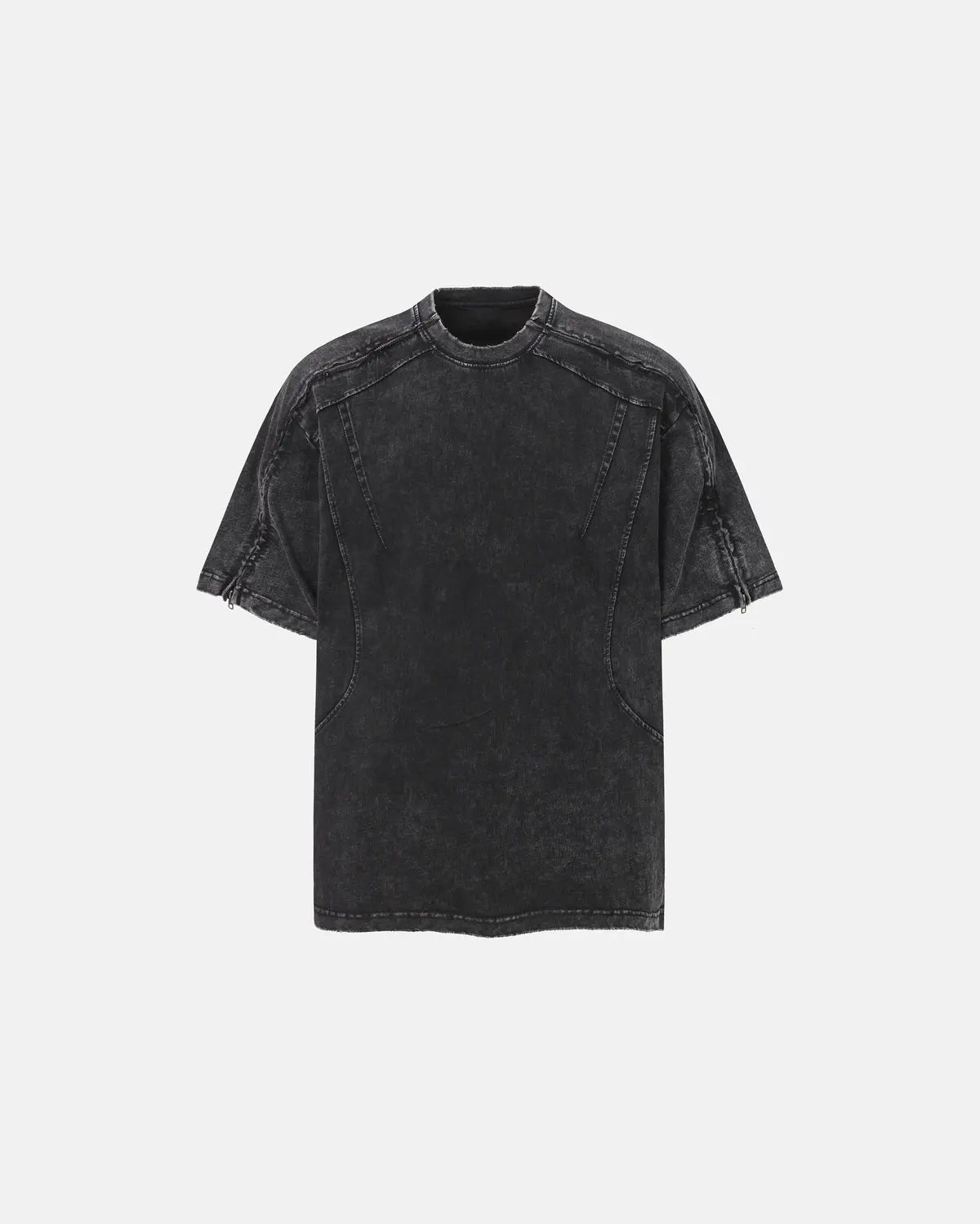 Distressed Washed Zip Sleeve T-Shirt | Inflation Streetwear