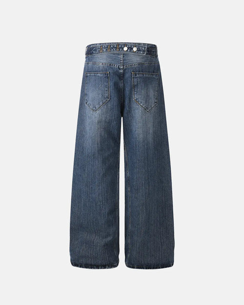 Adjustable Waist Bamboo Weave Baggy Jeans | Inflation Streetwear