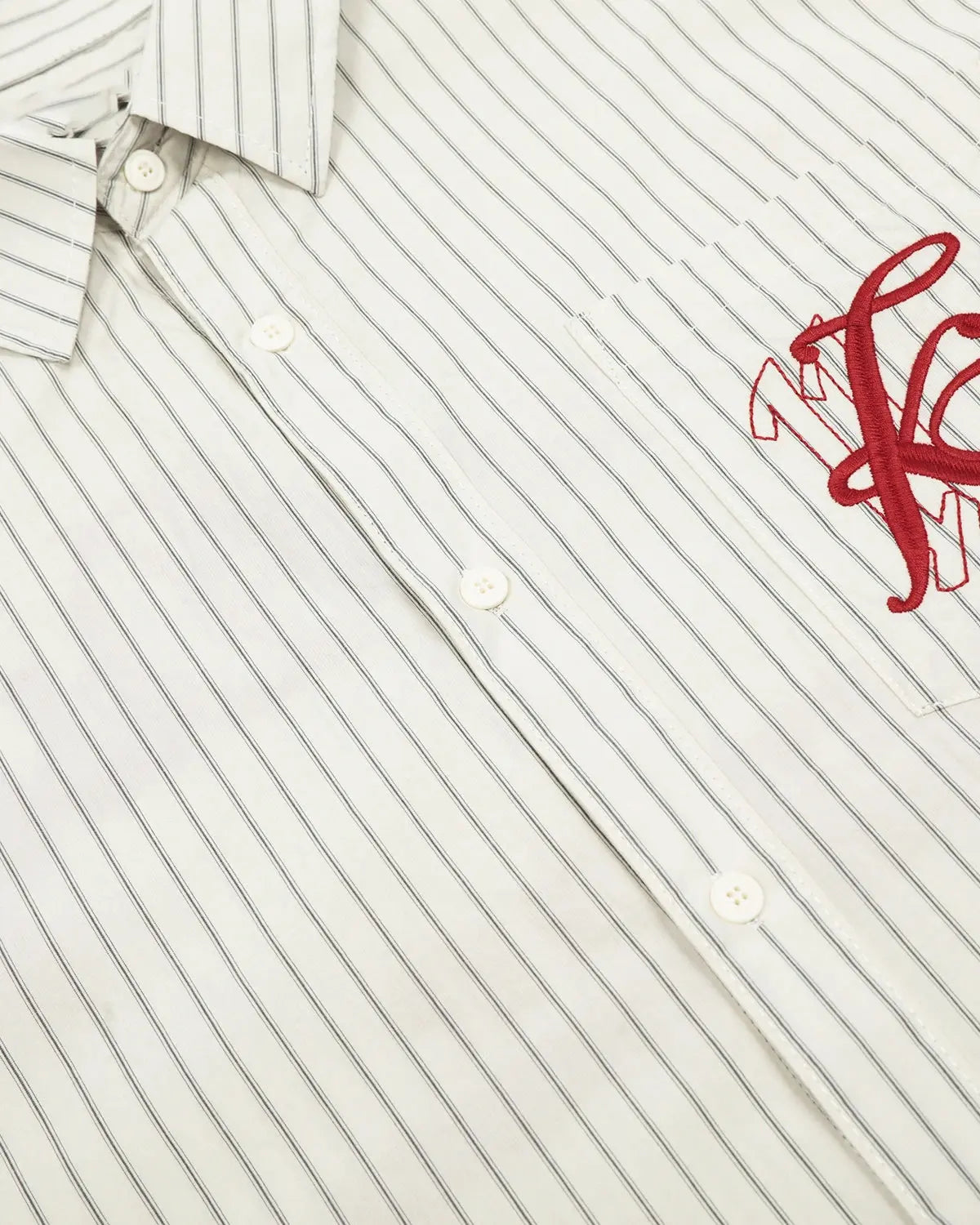 Striped Embroidered Short-Sleeve Shirt | Inflation Streetwear