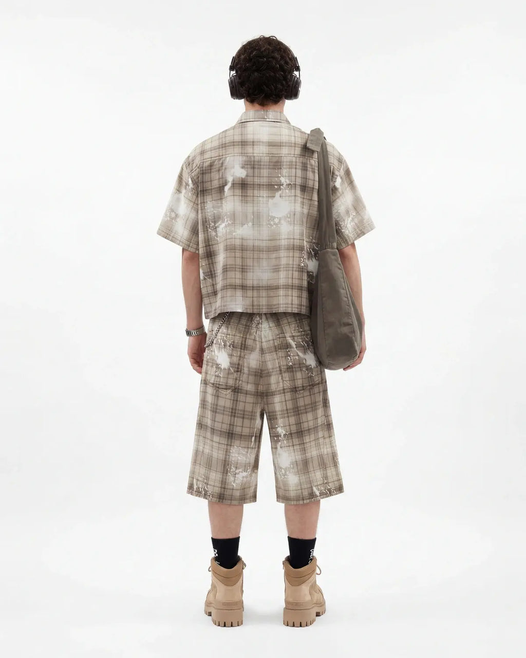 Boxy Tencel Washed Plaid Print Shirt | Inflation Streetwear