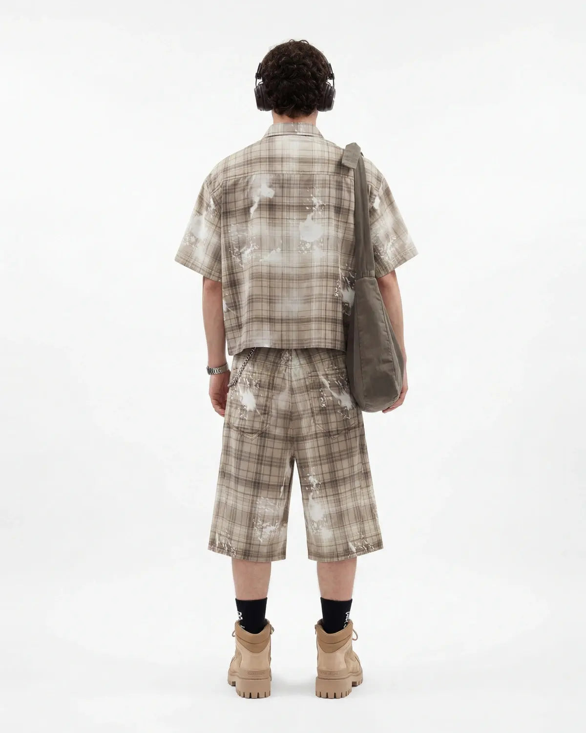 Boxy Tencel Washed Plaid Print Shirt | Inflation Streetwear