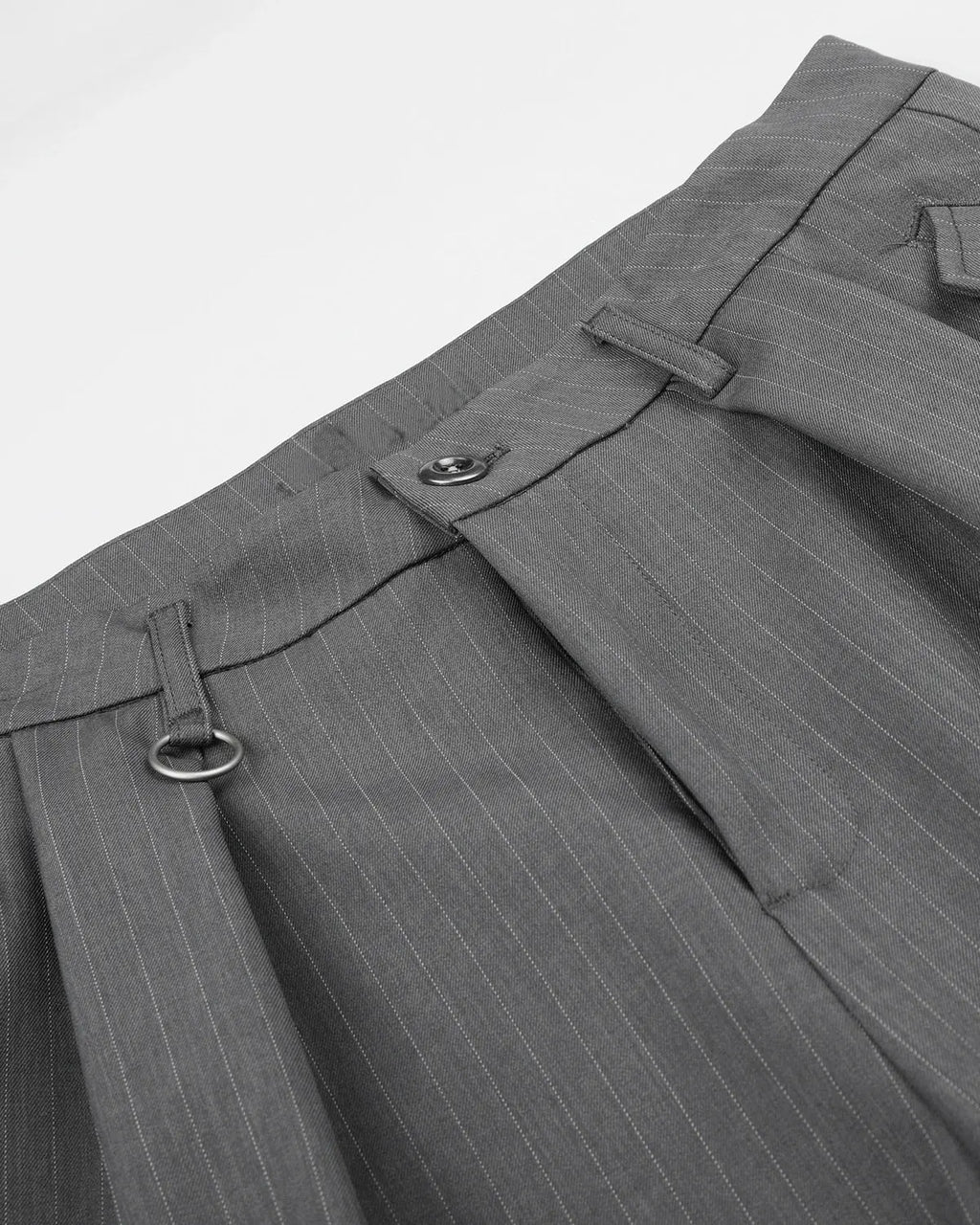 Pinstripe Pleated Ring Detail Tailored Shorts | Inflation Streetwear