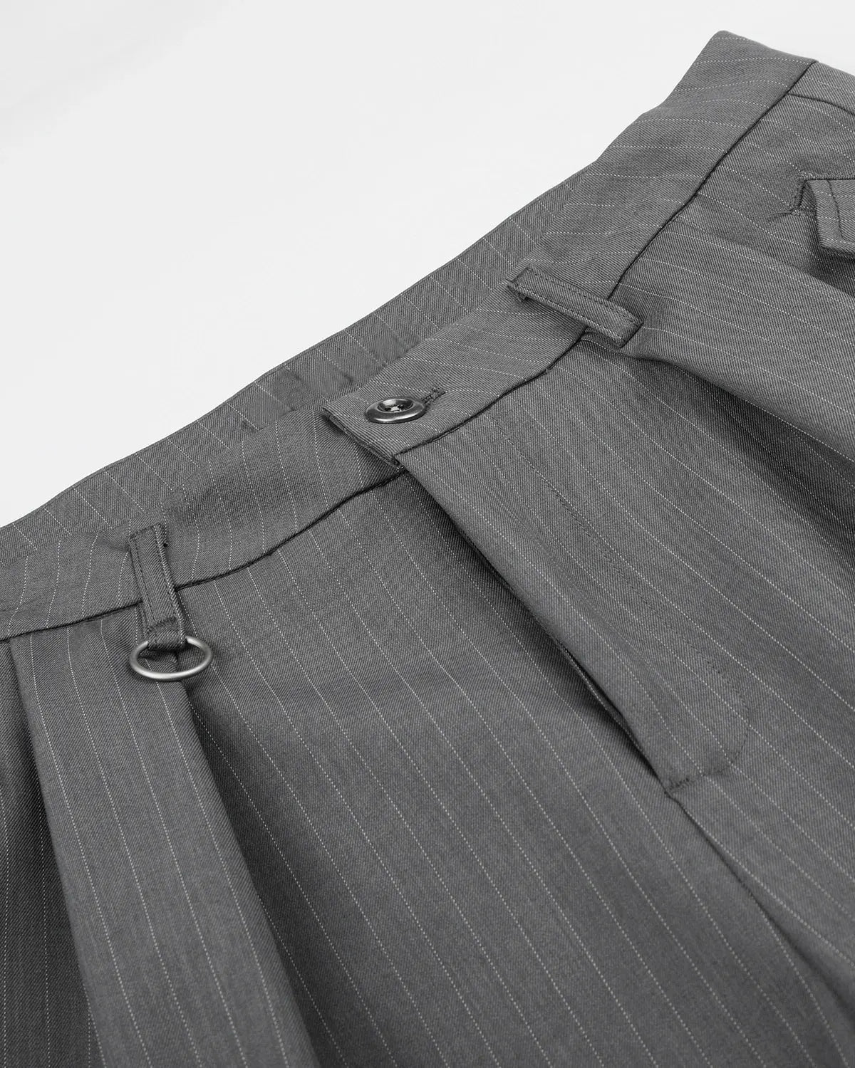 Pinstripe Pleated Ring Detail Tailored Shorts | Inflation Streetwear