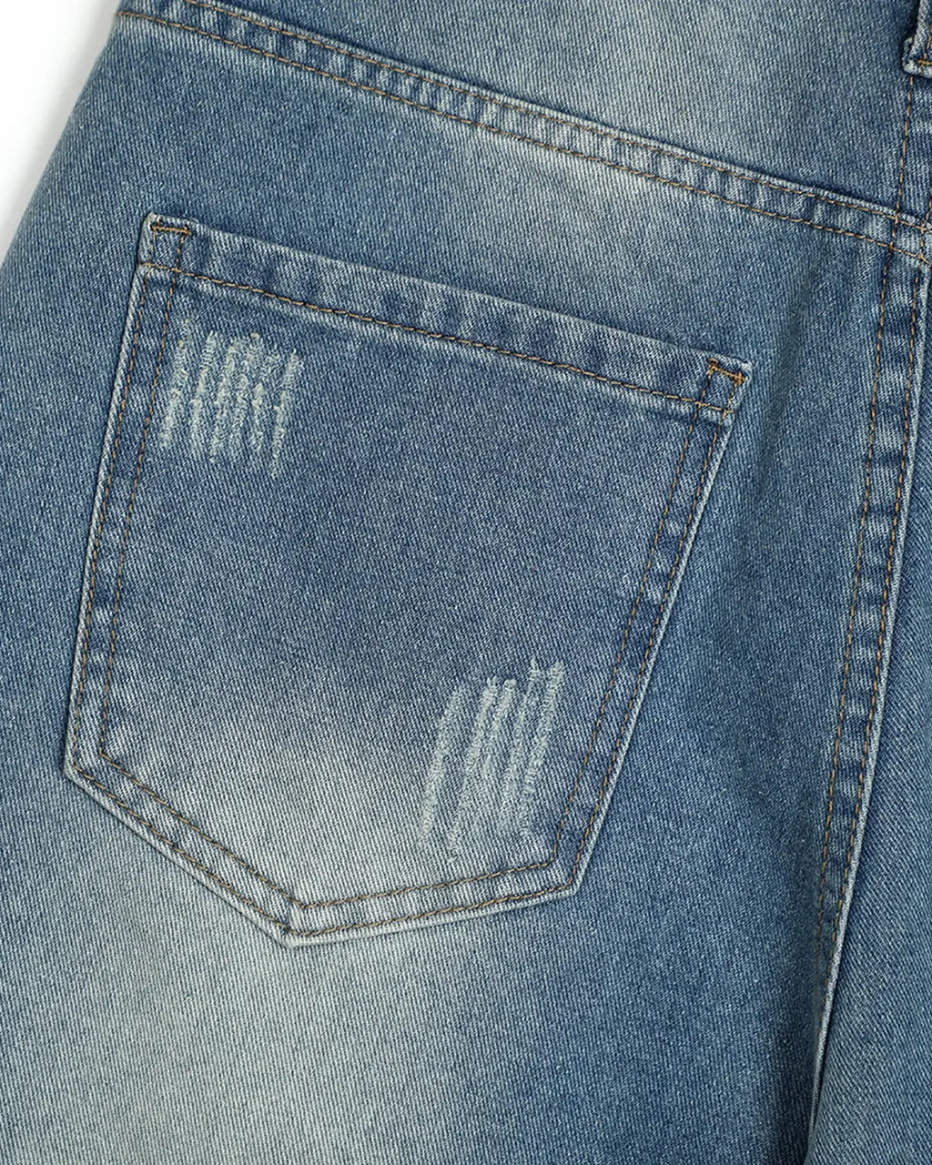 Distressed Washed Knee-Length Jorts | Inflation Streetwear