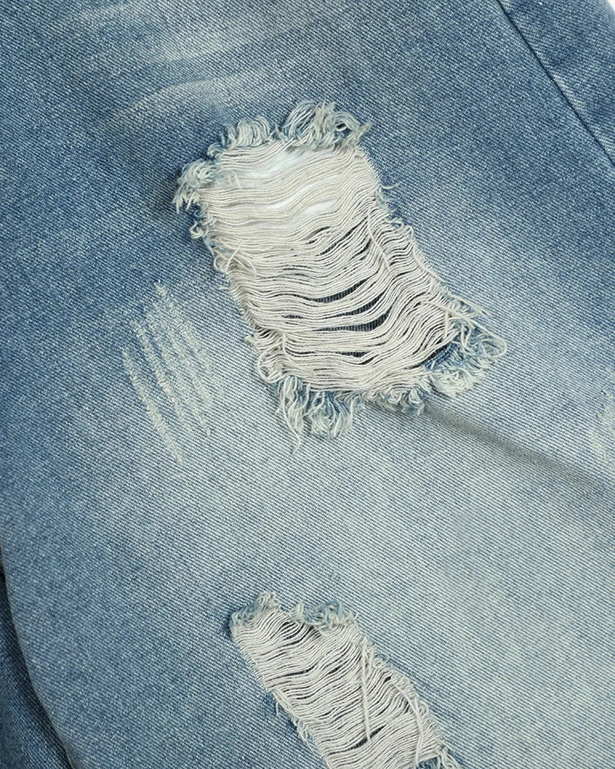 Distressed Washed Knee-Length Jorts | Inflation Streetwear