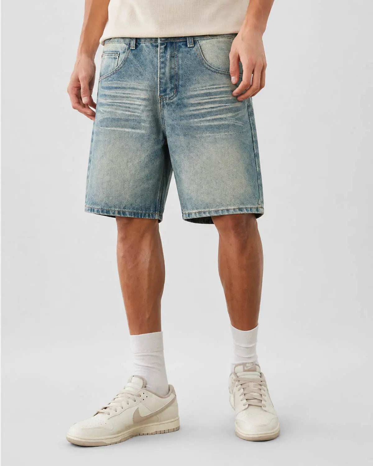 Mid-Length Washed Denim Shorts | Inflation Streetwear