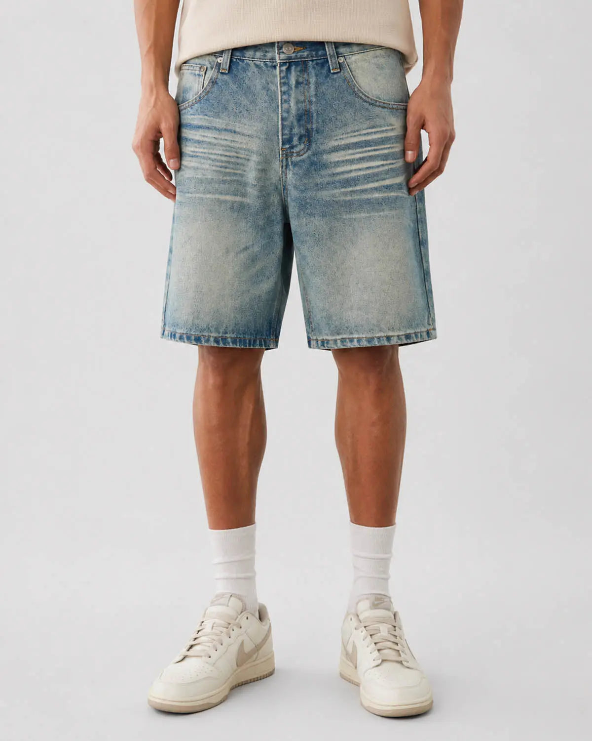 Mid-Length Washed Denim Shorts | Inflation Streetwear
