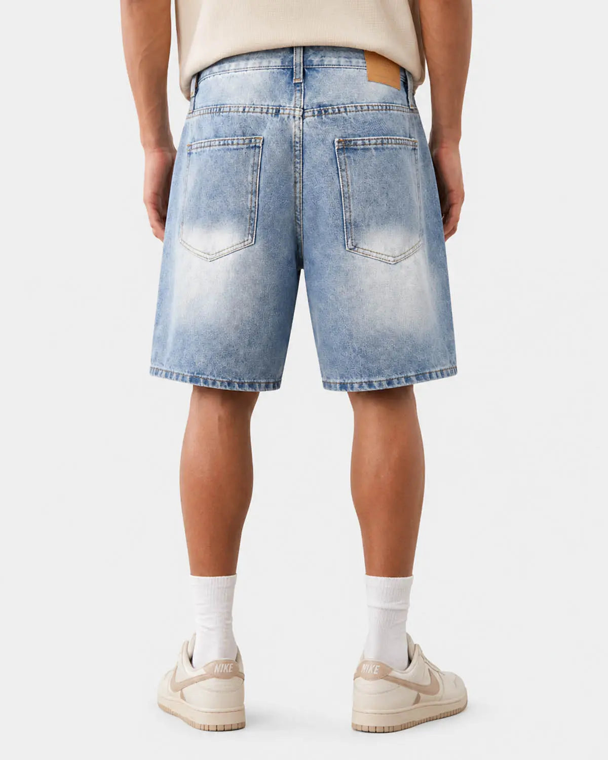 Ripped Mid-Length Washed Denim Shorts | Inflation Streetwear