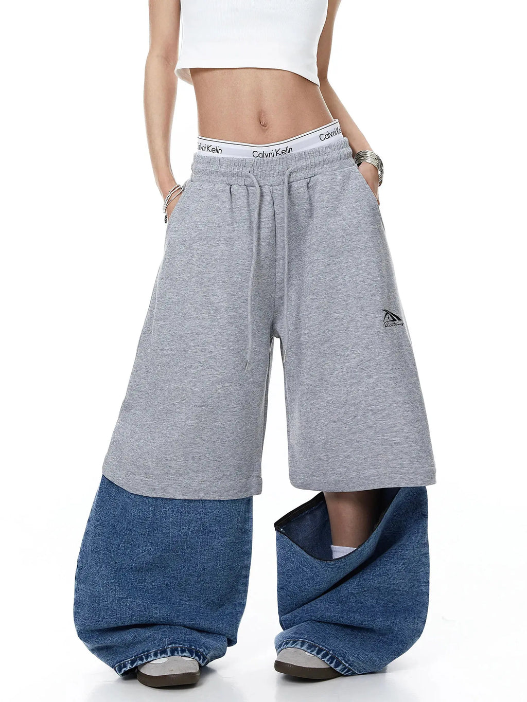 Denim Detachable Patchwork Barrel Joggers | Inflation Streetwear