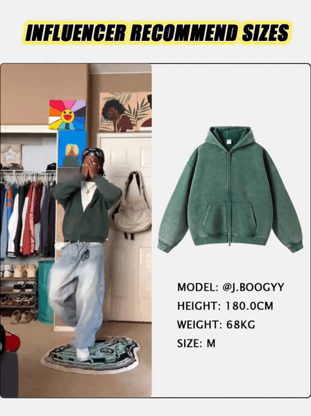 INFLATION Vintage Washed Zip Up Hoodie