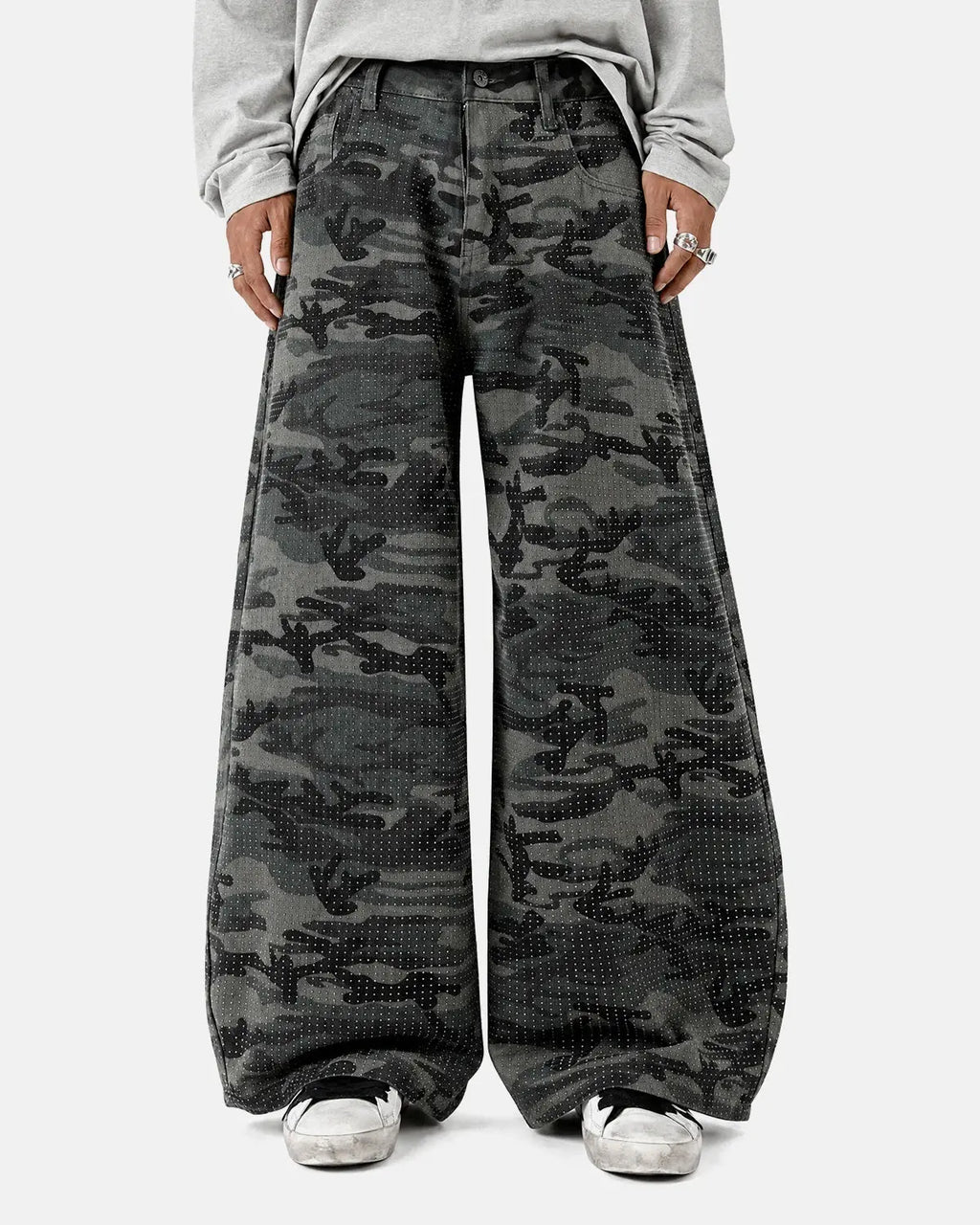 Rhinestone Camo Barrel Pants | Inflation Streetwear