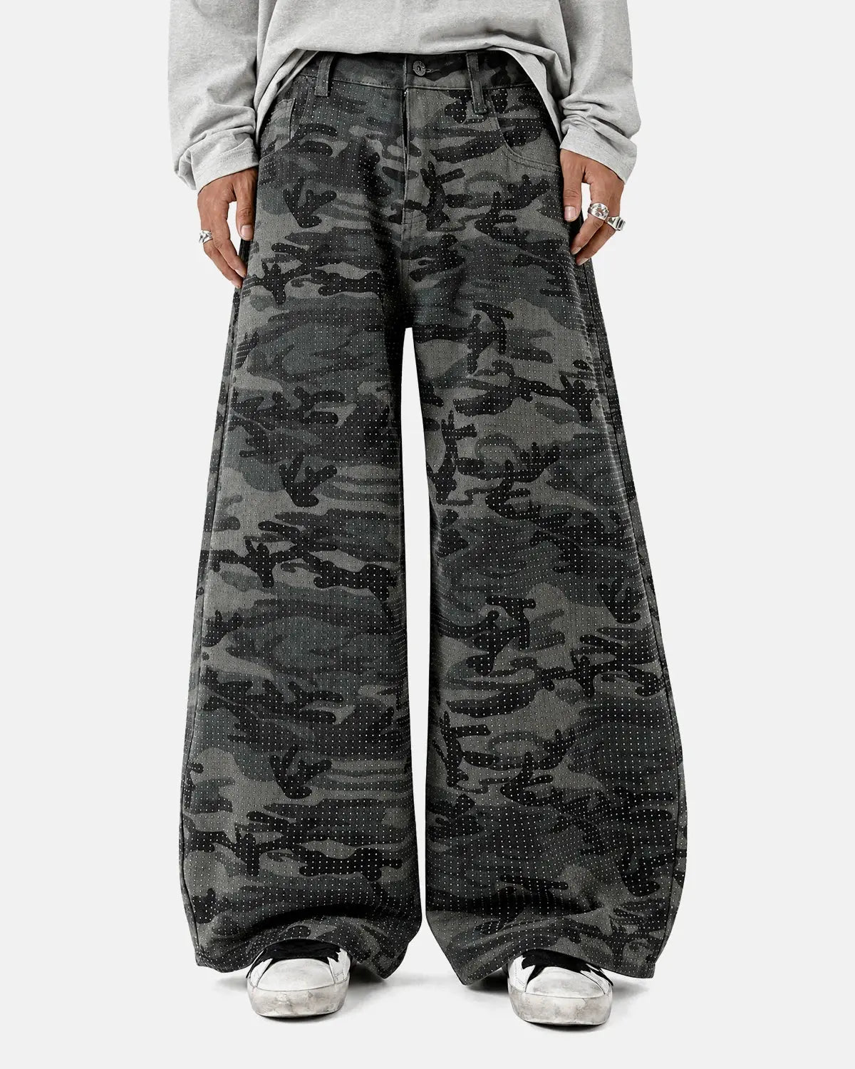 Rhinestone Camo Barrel Pants | Inflation Streetwear