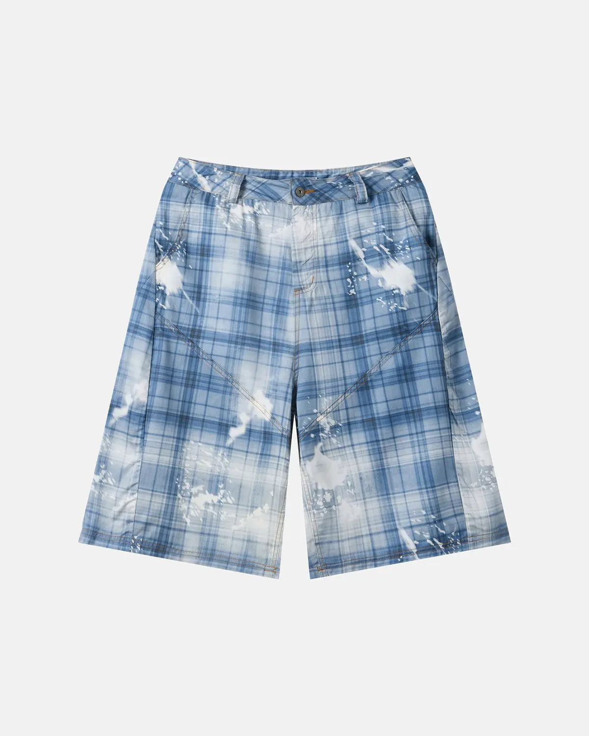 Tencel Washed Plaid Print Longline Shorts | Inflation Streetwear
