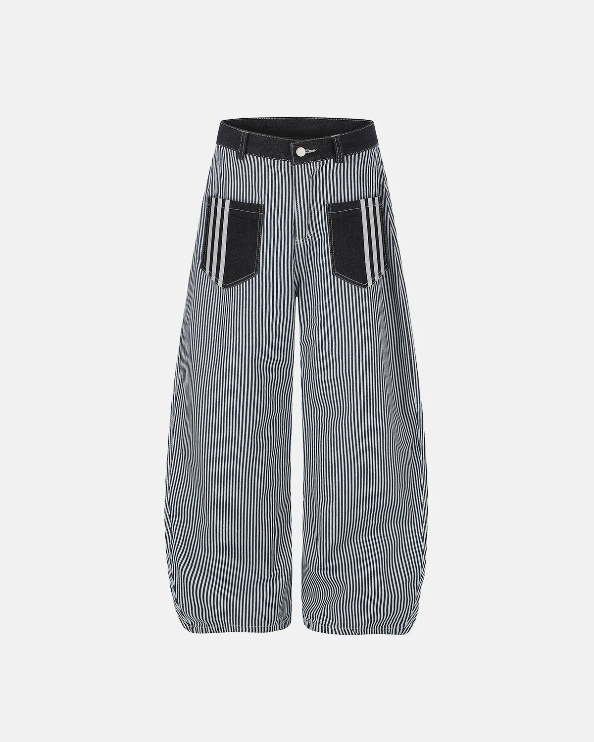Striped Patch Pocket Baggy Jeans | Inflation Streetwear