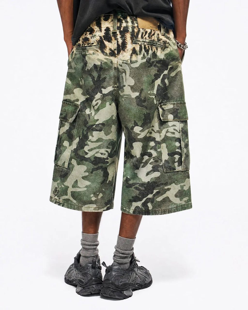 Leopard Camo Cargo Longline Shorts | Inflation Streetwear
