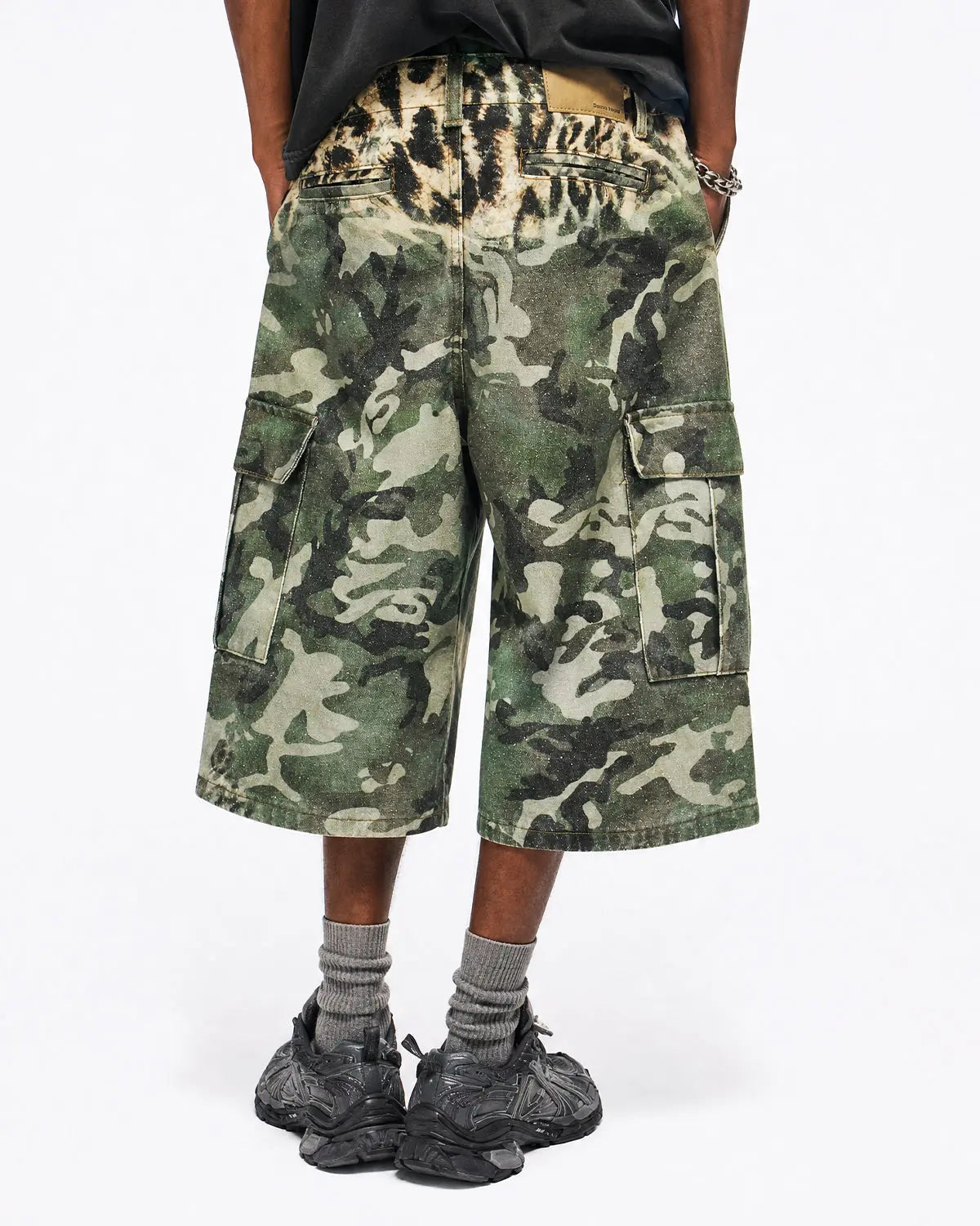 Leopard Camo Cargo Longline Shorts | Inflation Streetwear
