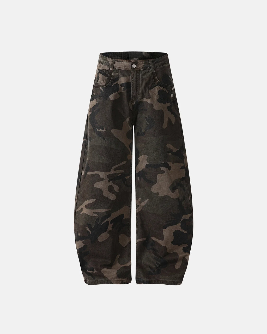 Studded Camo Barrel Jeans | Inflation Streetwear