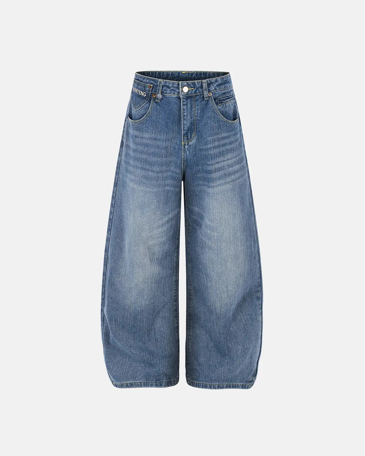 Cinch Back Washed Bamboo Weave Baggy Jeans | Inflation Streetwear
