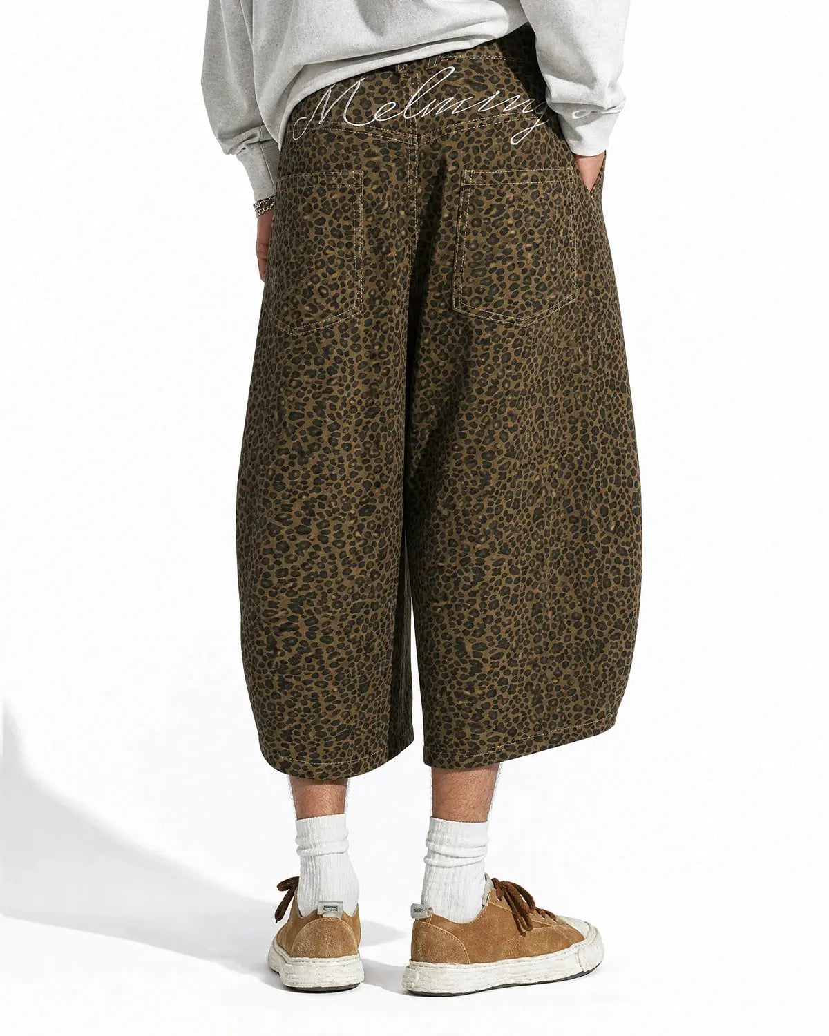 Leopard Print Barrel Longline Shorts | Inflation Streetwear
