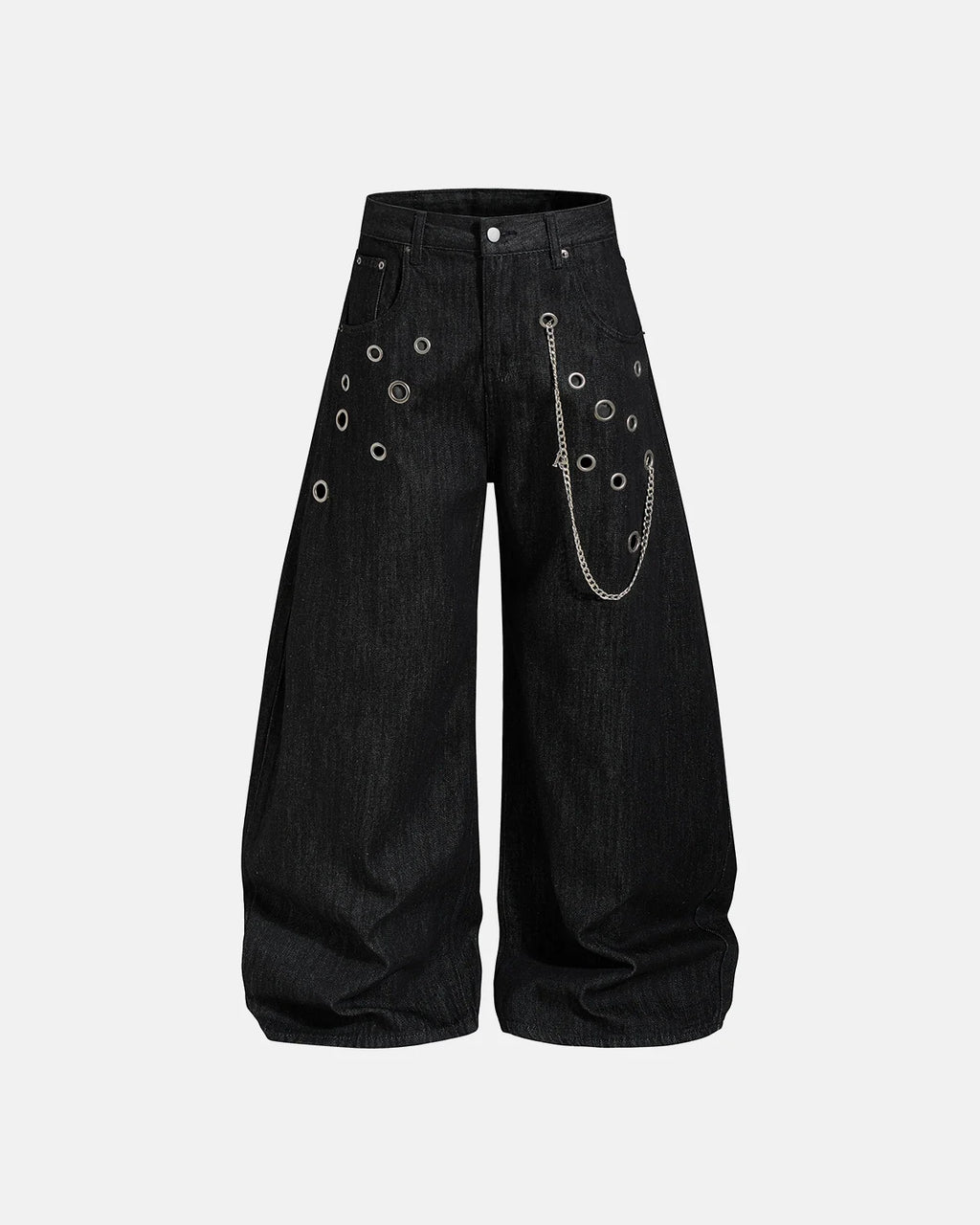 Metal Eyelet Chain Barrel Jeans | Inflation Streetwear