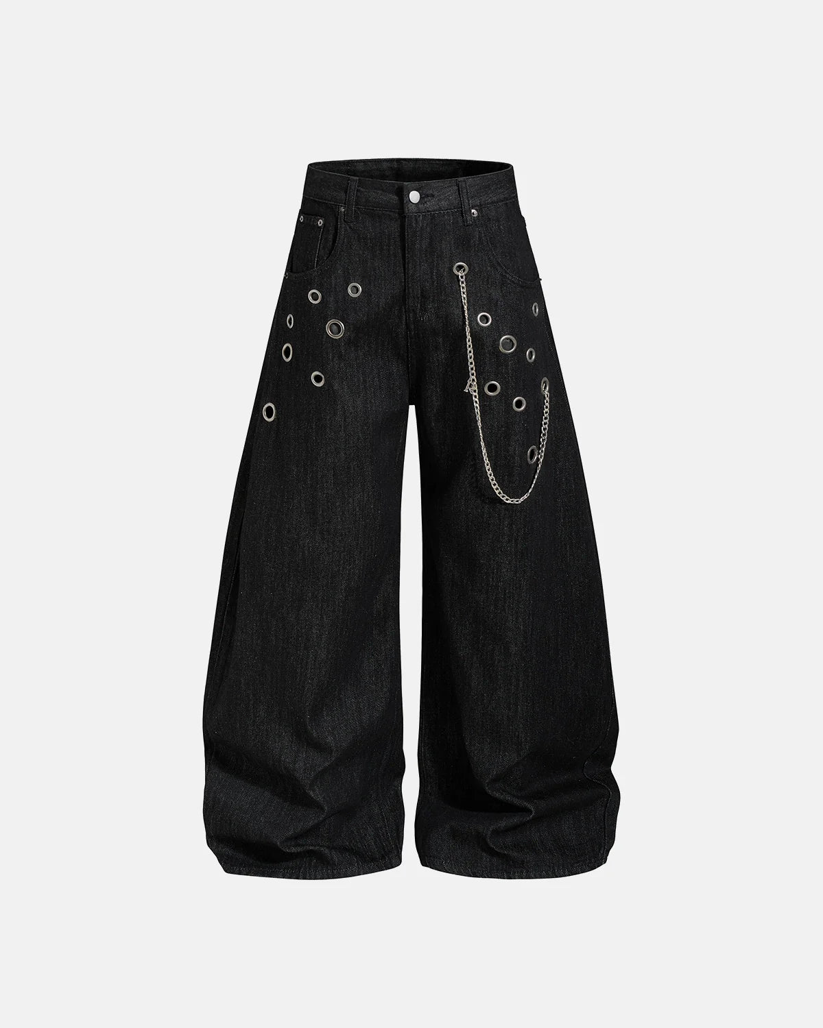 Metal Eyelet Chain Barrel Jeans | Inflation Streetwear