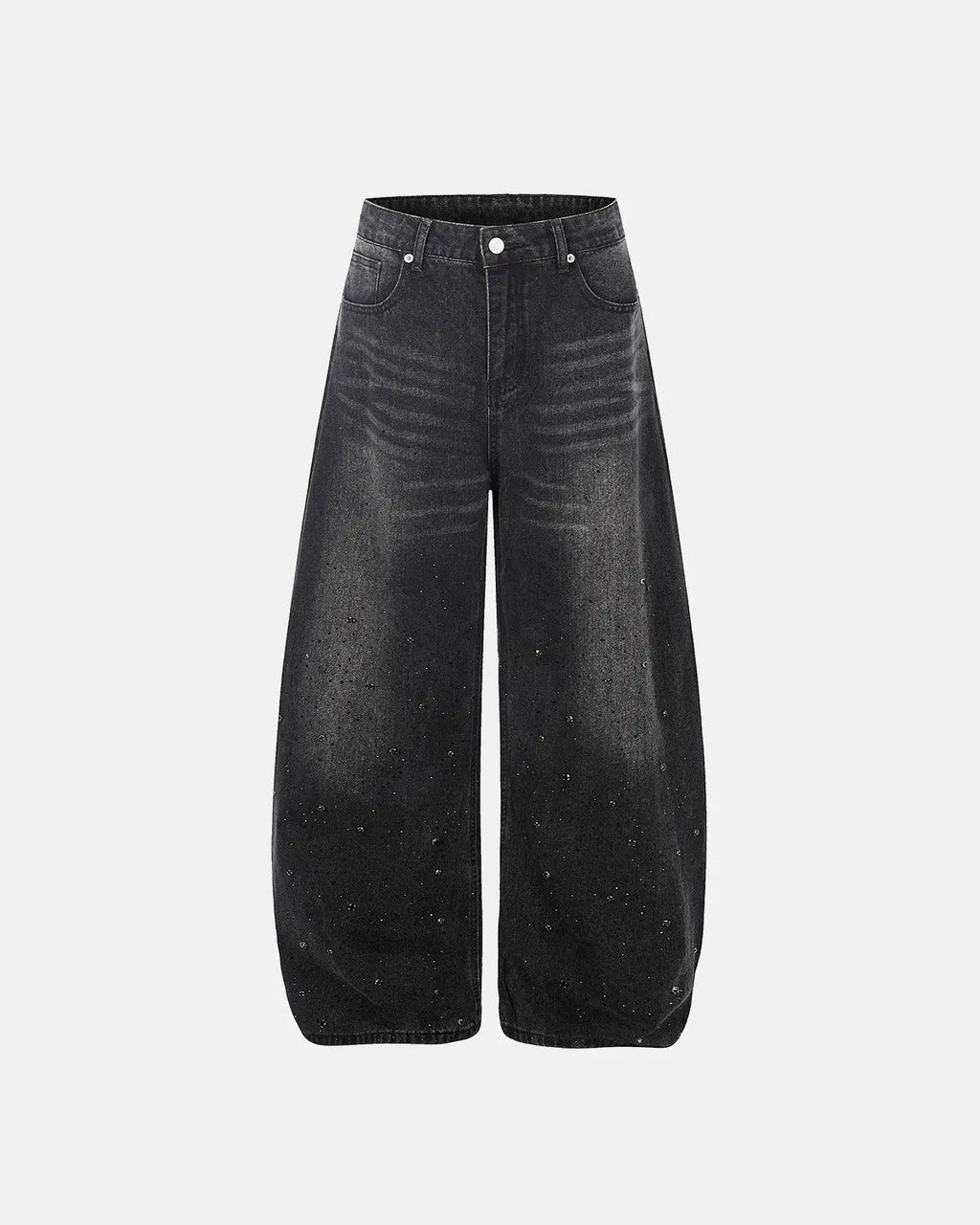 Vintage Washed Rhinestone Barrel Jeans | Inflation Streetwear