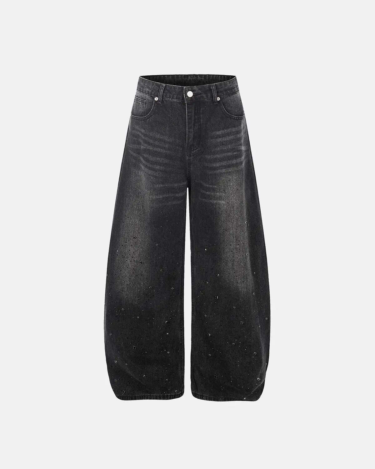 Vintage Washed Rhinestone Barrel Jeans | Inflation Streetwear