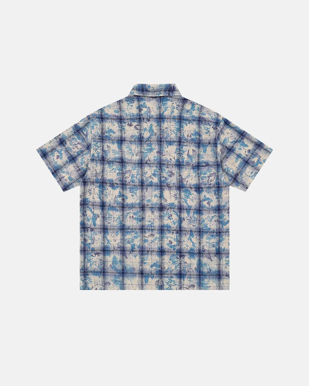 Tie-Dye Plaid Sequin Short-Sleeve Shirt | Inflation Streetwear