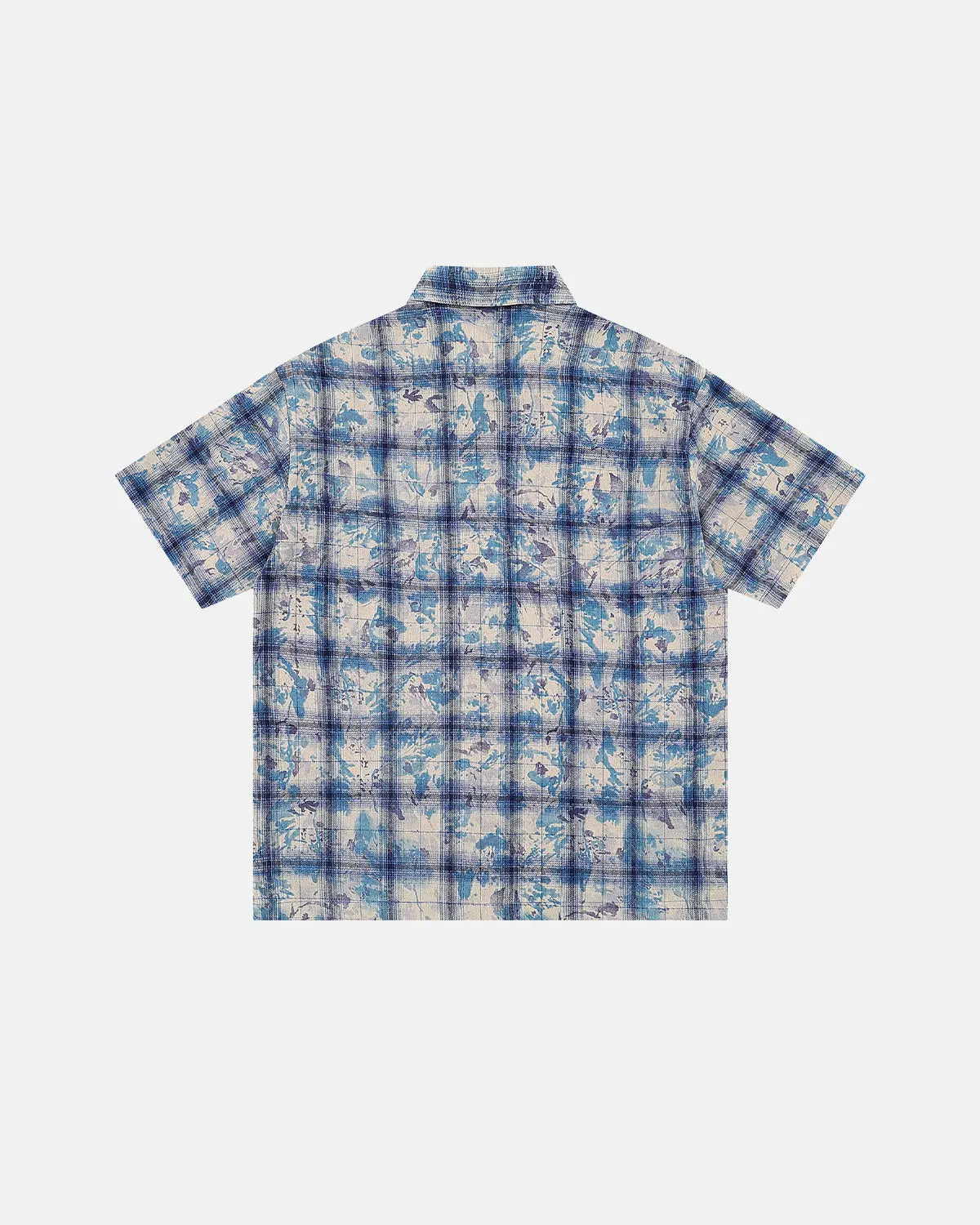 Tie-Dye Plaid Sequin Short-Sleeve Shirt | Inflation Streetwear