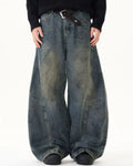 Washed Deconstructed Barrel Jeans | Inflation Streetwear