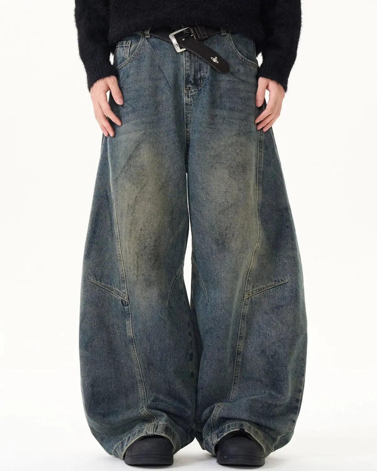 Washed Deconstructed Barrel Jeans | Inflation Streetwear
