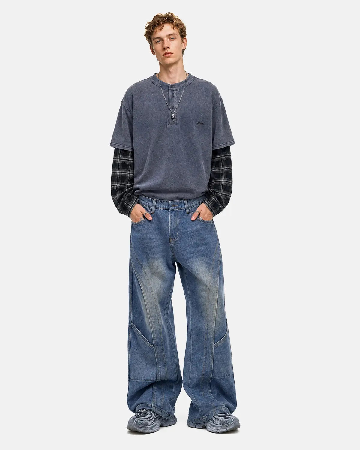 Deconstructed Baggy Straight-Leg Jeans | Inflation Streetwear