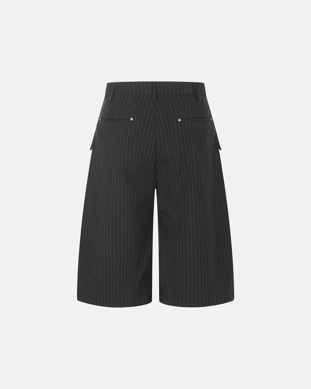 Pinstripe Pleated Ring Detail Tailored Shorts | Inflation Streetwear