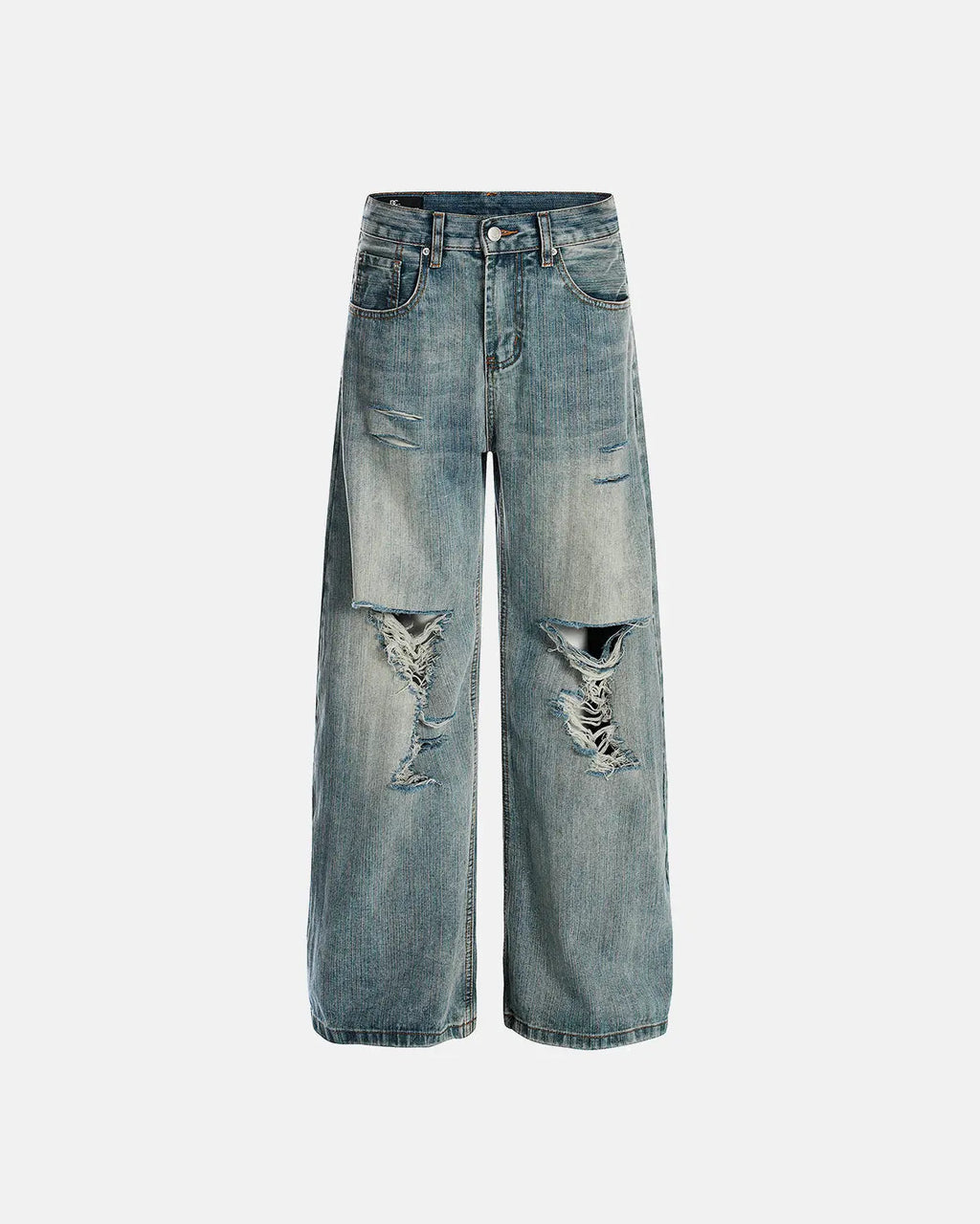 Bamboo Weave Distressed Baggy Jeans | Inflation Streetwear