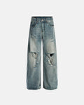 Bamboo Weave Distressed Baggy Jeans | Inflation Streetwear