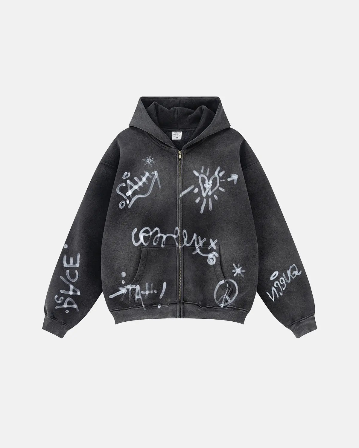 INFLATION Graffiti Washed Zip Up Hoodies